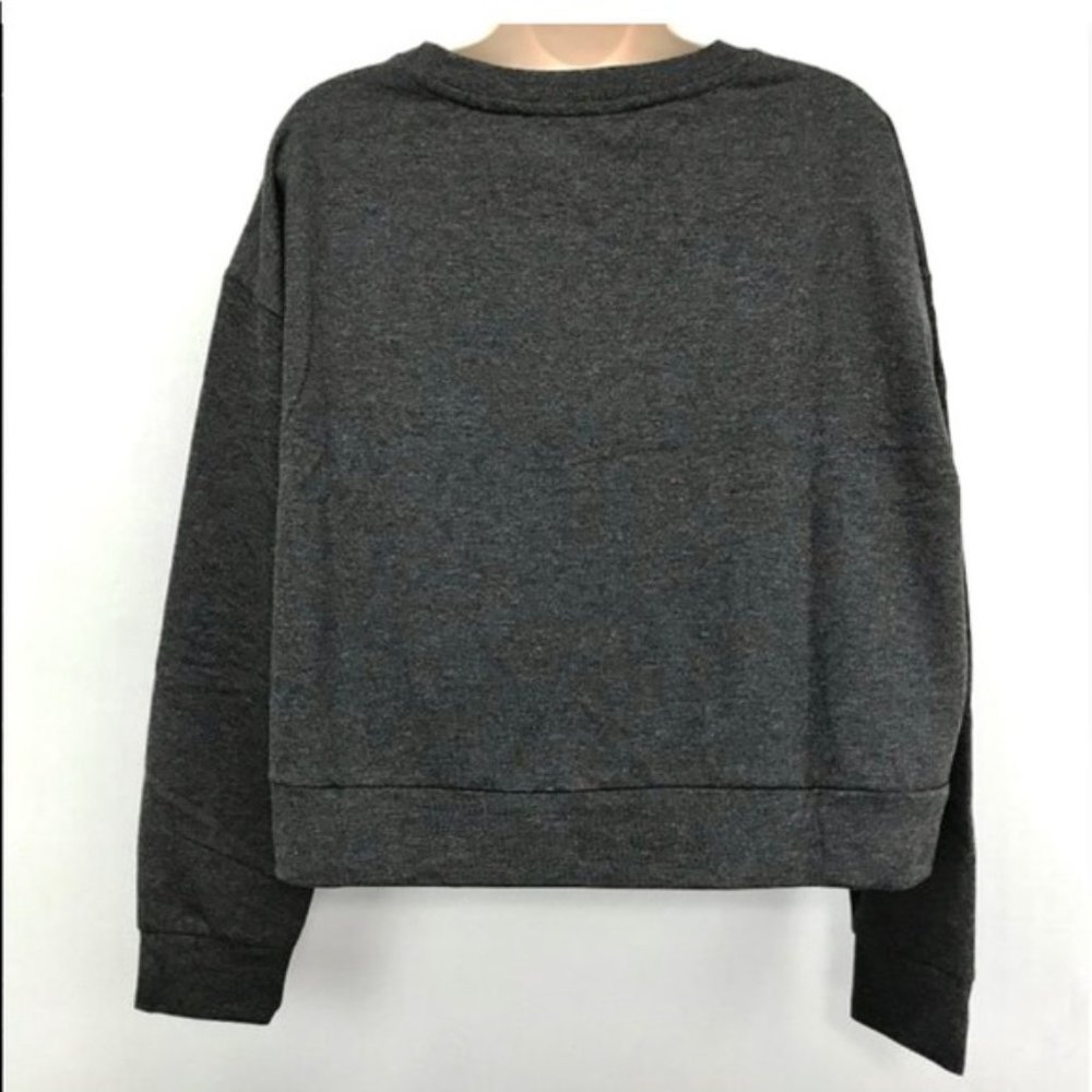 XOXO Gray Rhinestone Logo Crop Sweatshirt Size M - Picture 2 of 5